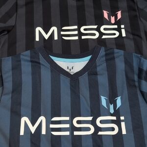 MESSI Kids Jersey Tee - Black and Blue Stripes